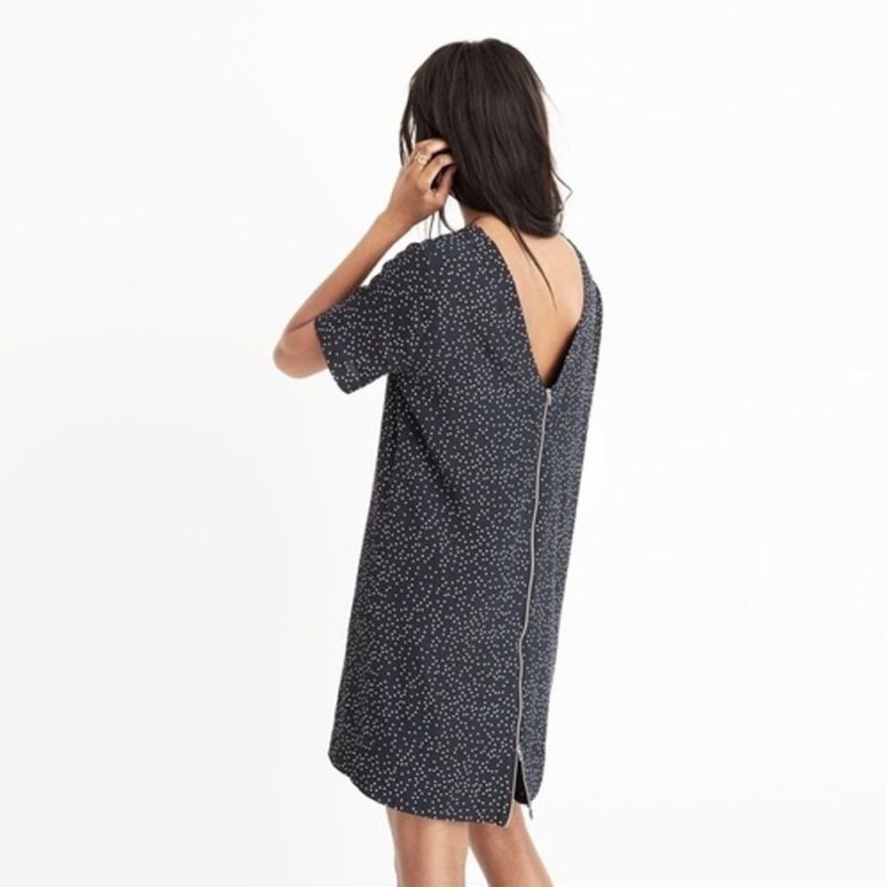 Madewell Polka Dot Black & White Scatter Zip Back Mini Shift Dress Size 2